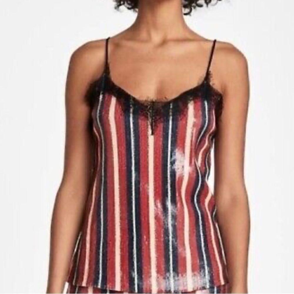 Zara Basic Sequin Patriotic Stripe Tank NEW